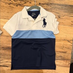 Polo by Ralph Lauren White Light Blue Navy Colorblock Boys Polo